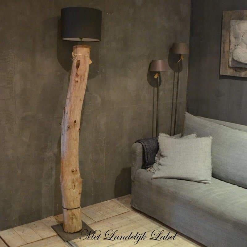 Houten boomstam lamp Nr.01 Met Landelijk Label