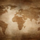 Aged style world map, paper texture background