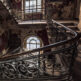 Decaying staircase in an abandoned house