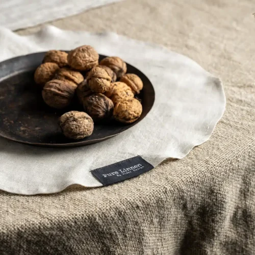 Puurlinnen placemat Eve rond naturel