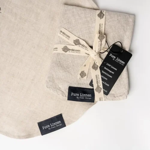 Puurlinnen placemat Eve rond naturel detail detail stof Puurlinnen placemat Eve rond naturel detail detail stof