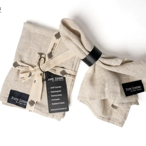 Puurlinnen servet leah naturel detail Puurlinnen servet leah naturel detail