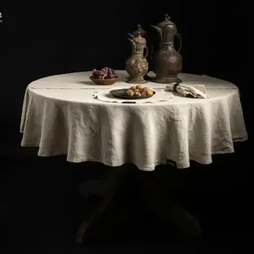 Puurlinnen tafelkleed judith rond naturel