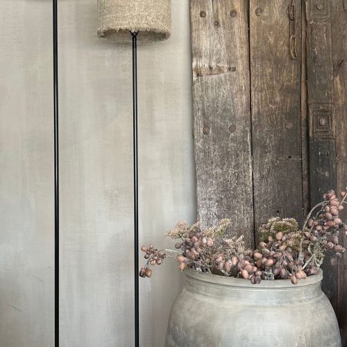 Vloerlamp rond recht stenen voet zwart